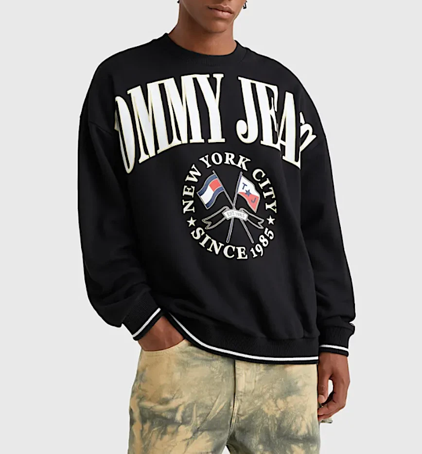Tommy jeans collegiate logo crew sweatshirt in white sale