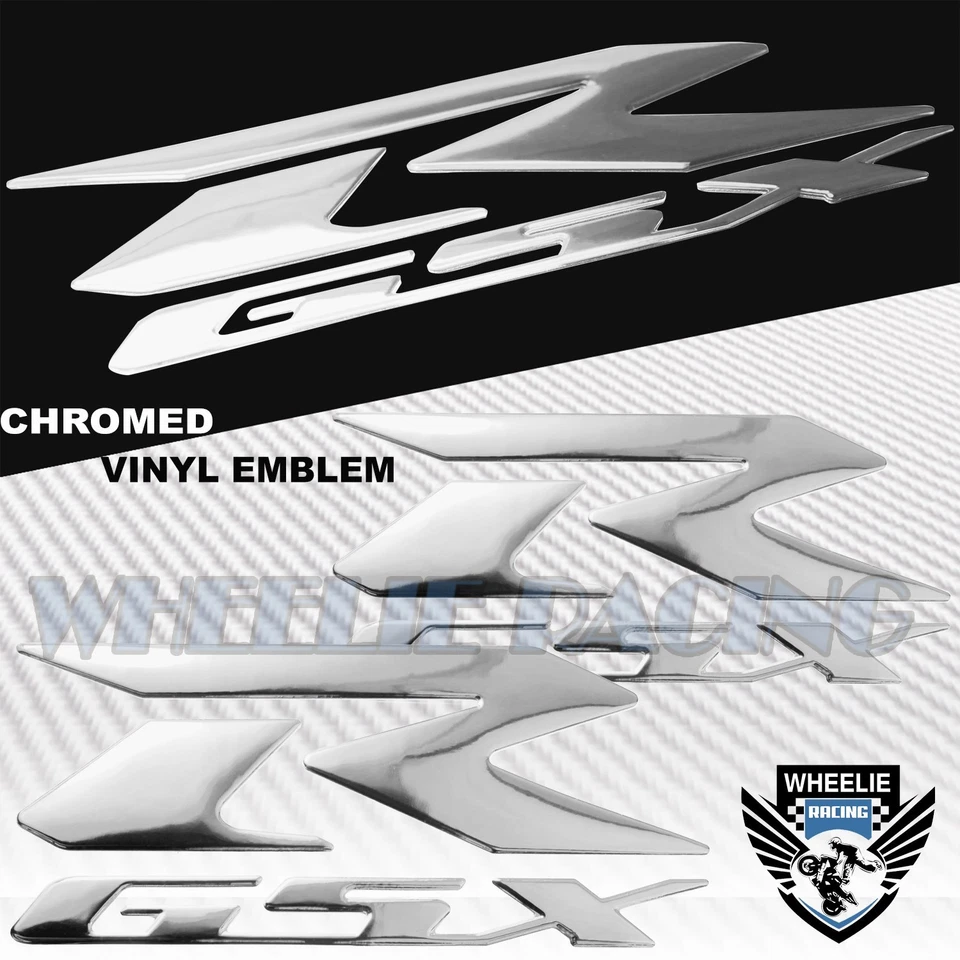 ALMOHADILLA DE TANQUE DE COMBUSTIBLE CROMO/NEGRO PRO GRIP + LOGOTIPO SUZUKI 3D 6" + PEGATINA EMBLEMA CARENADO GSXR Foto 4 de 4