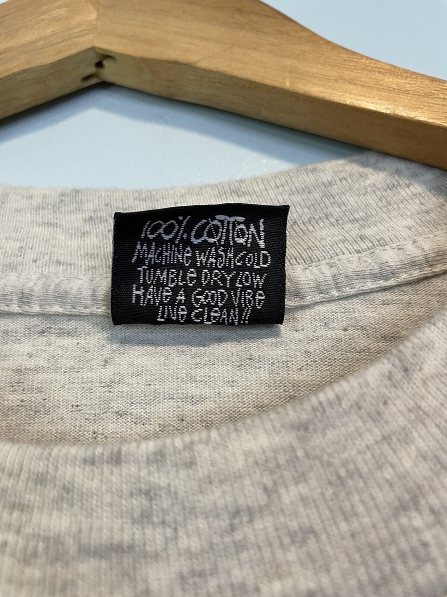 Vintage Stussy 80's GREY Single Stitch T-Shirt Front Back Center