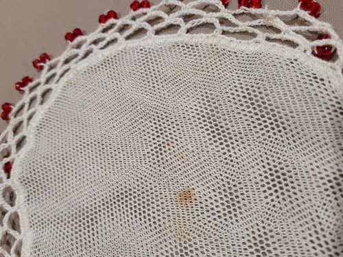 Vintage Doily Red beaded Jug cover - Picture 4 of 5