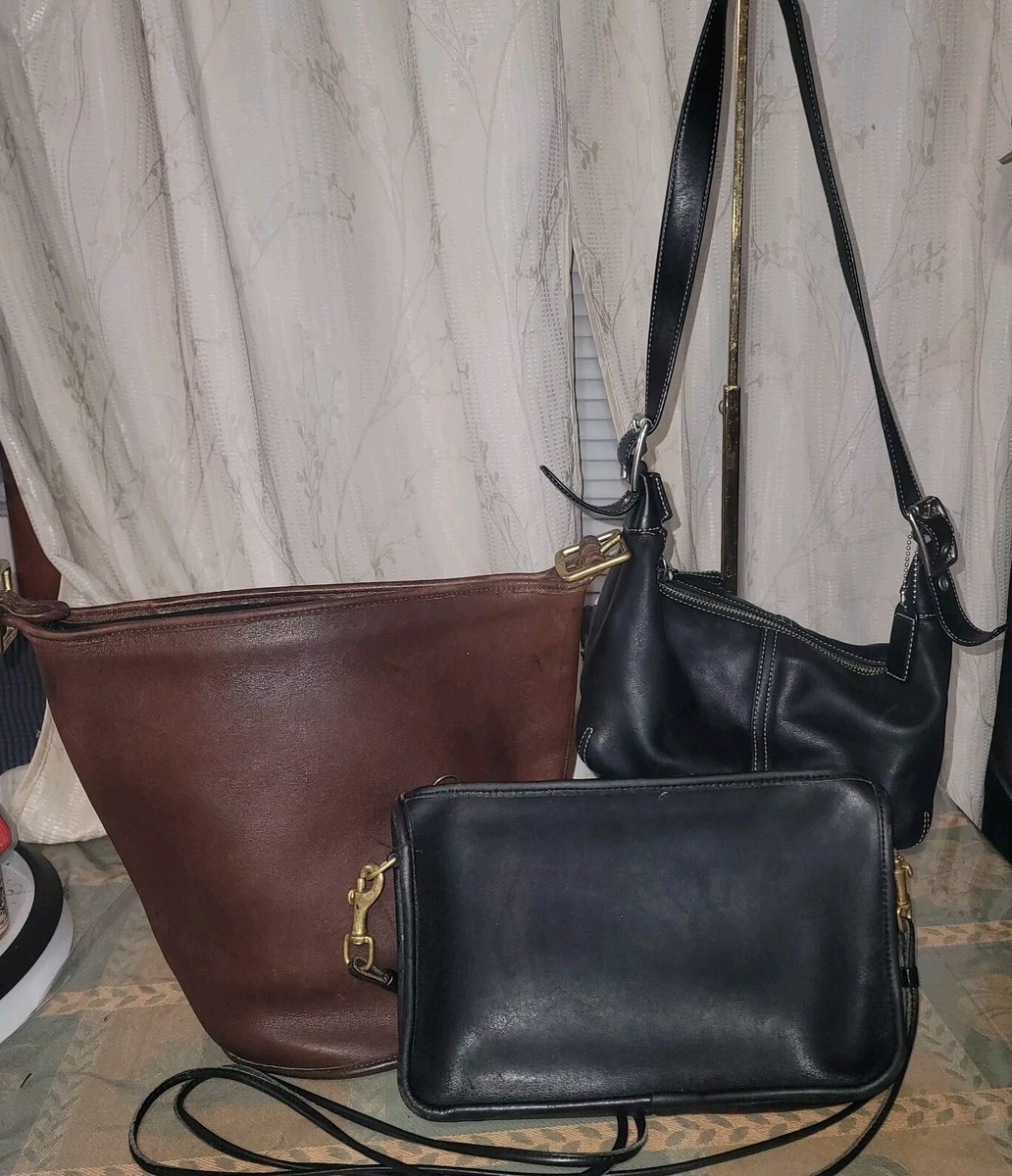 Vintage Coach Leather Handbag Purse Lot (3) Bags - read