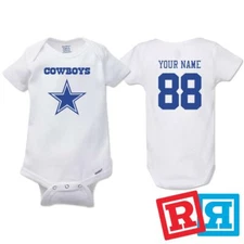Personalized Dallas Cowboys Gerber Baby Onesie® Cotton White Custom Bodysuit