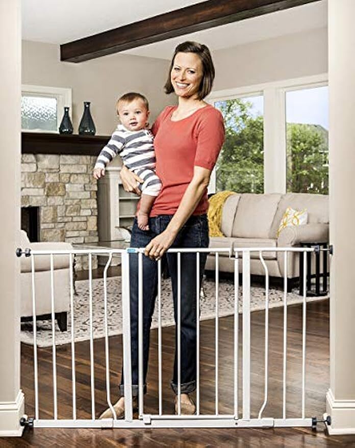 Easy Open 47-Inch Super Wide Walk Thru Baby Gate, Bonus Kit,