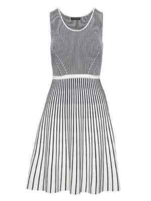 Banana Republic Stripe-Knit Fit-and-Flare Dress, Size SP White/Blue  (103131) | eBay