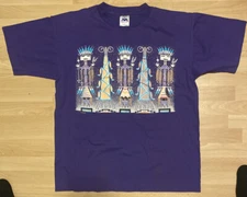 Vintage 1991 Native American Aztec Art Graphic Shirt L EUC Miller Tag Purple