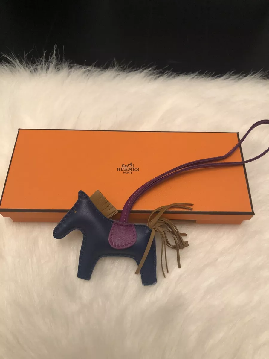 Authentic New Hermes Rodeo Horse Charm Bleu de Malte, Kraft and Violet