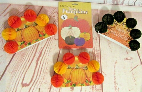 Beistle Designer Tissue Pumpkins Set of 5 and 3 Standing Tissue Centerpieces 