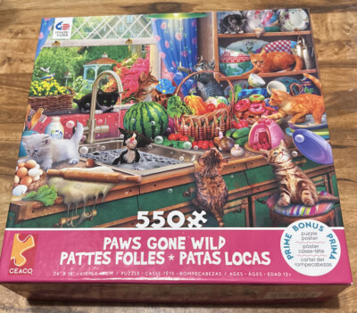 Ceaco Jigsaw Puzzle PAWS GONE WILD Playful Cats in Kitchen Kittens 550 24  X 18 