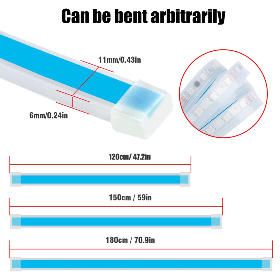 120-180cm 12V Car Hood LED Daytime Running Light Strip Waterproof Flexible Lamp - Image 2 of 4
