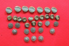 Vintage Buttons - 1930's 32 different size  Silver Gray / gold line  buttons