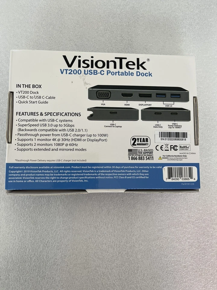 VisionTek VT200 Dual Display USB-C Docking Station - Image 2 of 3
