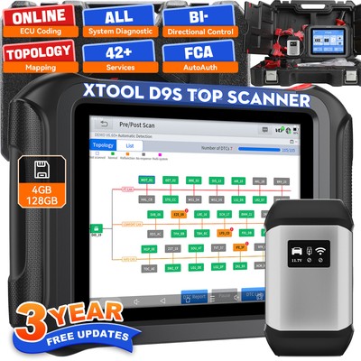 2025 XTOOL D9S Wireless & Wired Full System Scan Tool ECU Coding Key Programmer