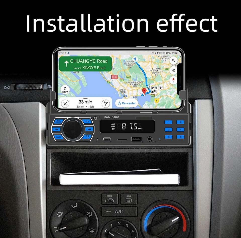 1DIN Car MP3 Player Stereo Radio Bluetooth In-Dash Digital Audio USB Positioner - Image 3 of 4