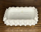 Vintage Fenton White Milk Glass Hobnail Square Ashtray Trinket Dish - one nick