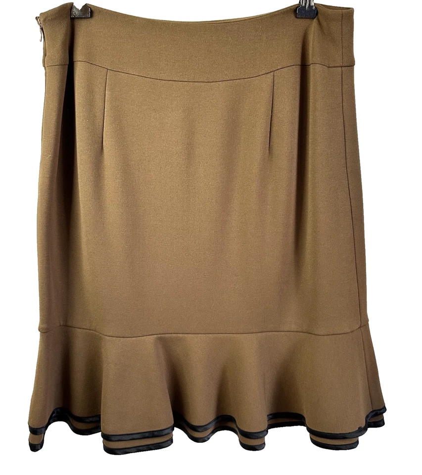 Falda elástica ECCOCI para mujer beige oscuro línea A con volantes dobladillo hasta la rodilla talla 4 Foto 2 de 4