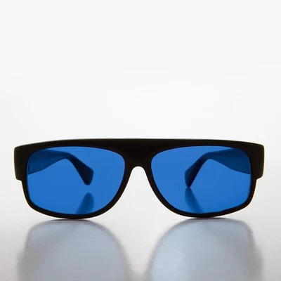 80er Jahre Low Rider Flat Top Sonnenbrille mit blauen Gläsern - Linux - Bild 1 von 3