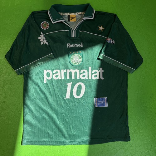 Vintage Palmeiras Trikot Shirt Herren Medium Grün Parmalat 10 Brasilien Fußball 90er