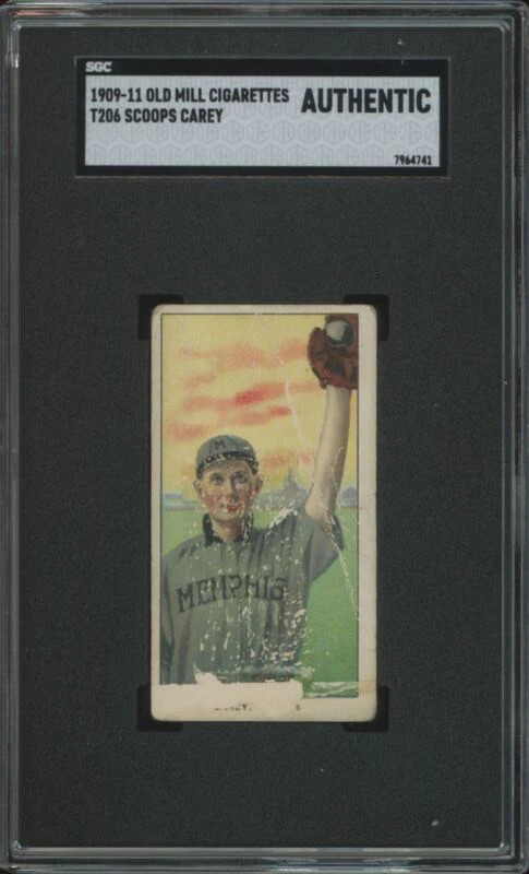1909 T206 SCOOPS CAREY NNO POOR OLD MILL SL SGC A BASEBALL MEMPHIS TURTLES