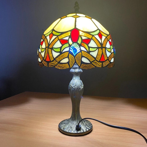 Tiffany Style Table Lamp Handcrafted Art Bedside Light Desk Lamps Stained Glass - Picture 6 of 13