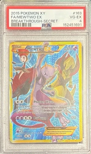 Pokémon Mewtwo EX 163/162 Secret Rare Breakthrough English TCG Card PSA 4