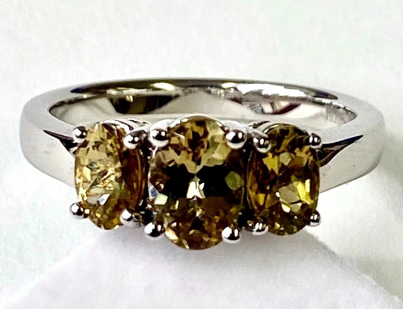 HSN Passport To Gems Sterling Silver Golden Zoisite 3-Stone Ring Size 7