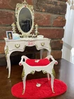Vintage Suzy Goose Barbie vanity with bench and rug