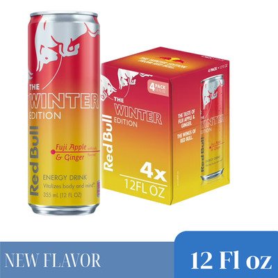 4 pack New Red Bull Winter Edition Fuji Apple-Ginger 12 Fl Oz 2025