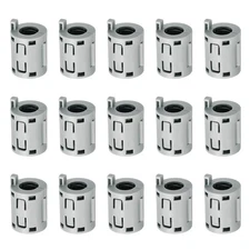 15 Pcs Ferrite Filter Ring Core Cable Clip ID 7mm with Ears, Gray