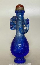 4,8 "Alte chinesische blaue Glas Carving Dragon Beast Statue Snuff Flasche