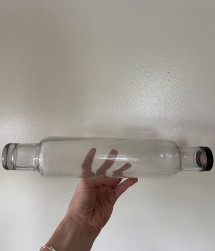 Vintage Clear Glass Rolling Pin With Black Plastic Cap - Picture 2 of 4