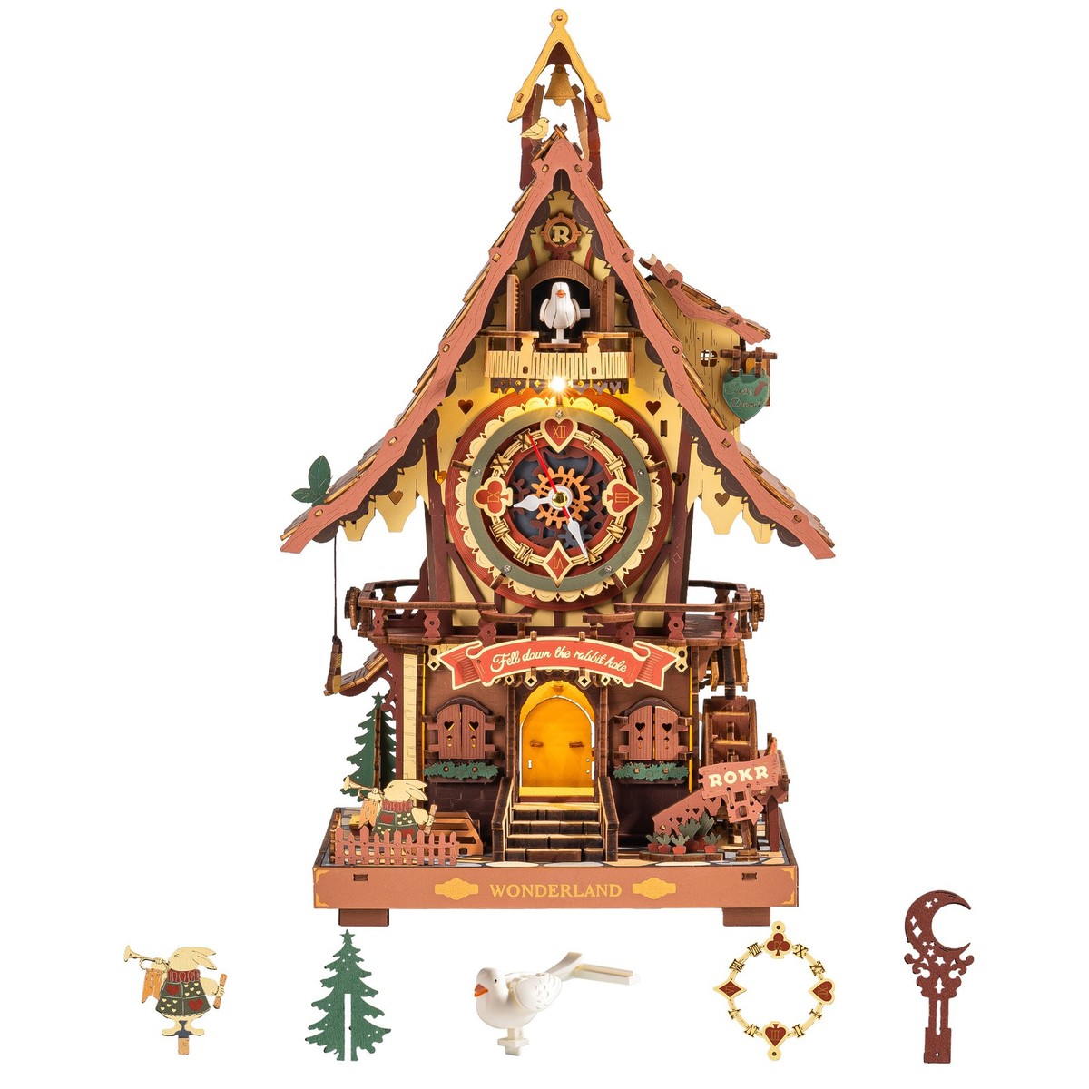 ROKR Cuckoo Clock 3D Wooden Puzzle for Adults Mechanical Model