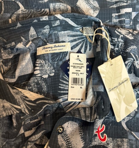Tommy Bahama XL Atlanta Braves Baseball Medley Bahama Coast camp Shirt NEW $168 - Picture 10 of 13