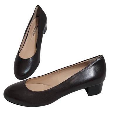 Andrea Carrano NEW Made in Italy Dark Brown Block Heel Leather Pumps 41 10-10.5