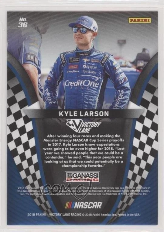 2018 Panini Victory Lane Pedal to the Metal Kyle Larson #36 - Image 2 of 2