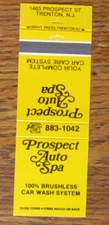 PROSPECT AUTO SPA CAR WASH MATCHBOOK COVER: TRENTON, NEW JERSEY MATCHCOVER -A4