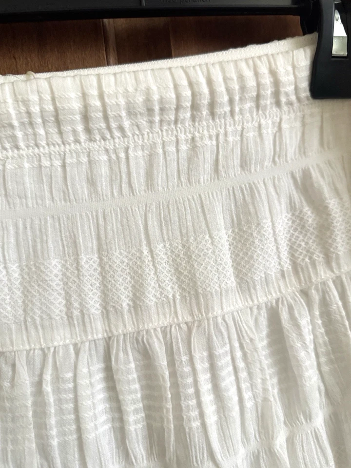 NUEVO CON ETIQUETAS Max Studio Falda Gauzy Blanca en Niveles Para Mujer Forrada en L Algodón Beach Resort $128 Foto 2 de 4