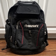 Husky Black Tool Backpack with Interior Organizer Tray and Multiple Compartments