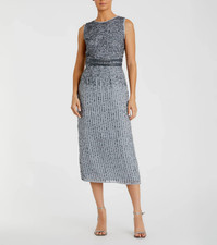NWT $298 Mac Duggal Sleeveless Beaded Midi Sheath Dress 2