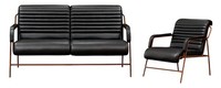 Sofa 3 Sitzer Sessel Polster Luxus Wohnzimmer ÄSthetik Eleganz 2Tlg Exzellenz