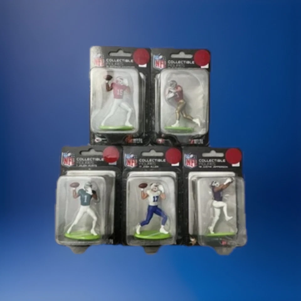 NFL Collectible Figures Set of 5. McCaffrey,Mahomes,Allen,Hurts,Jefferson- New - Image 2 of 4