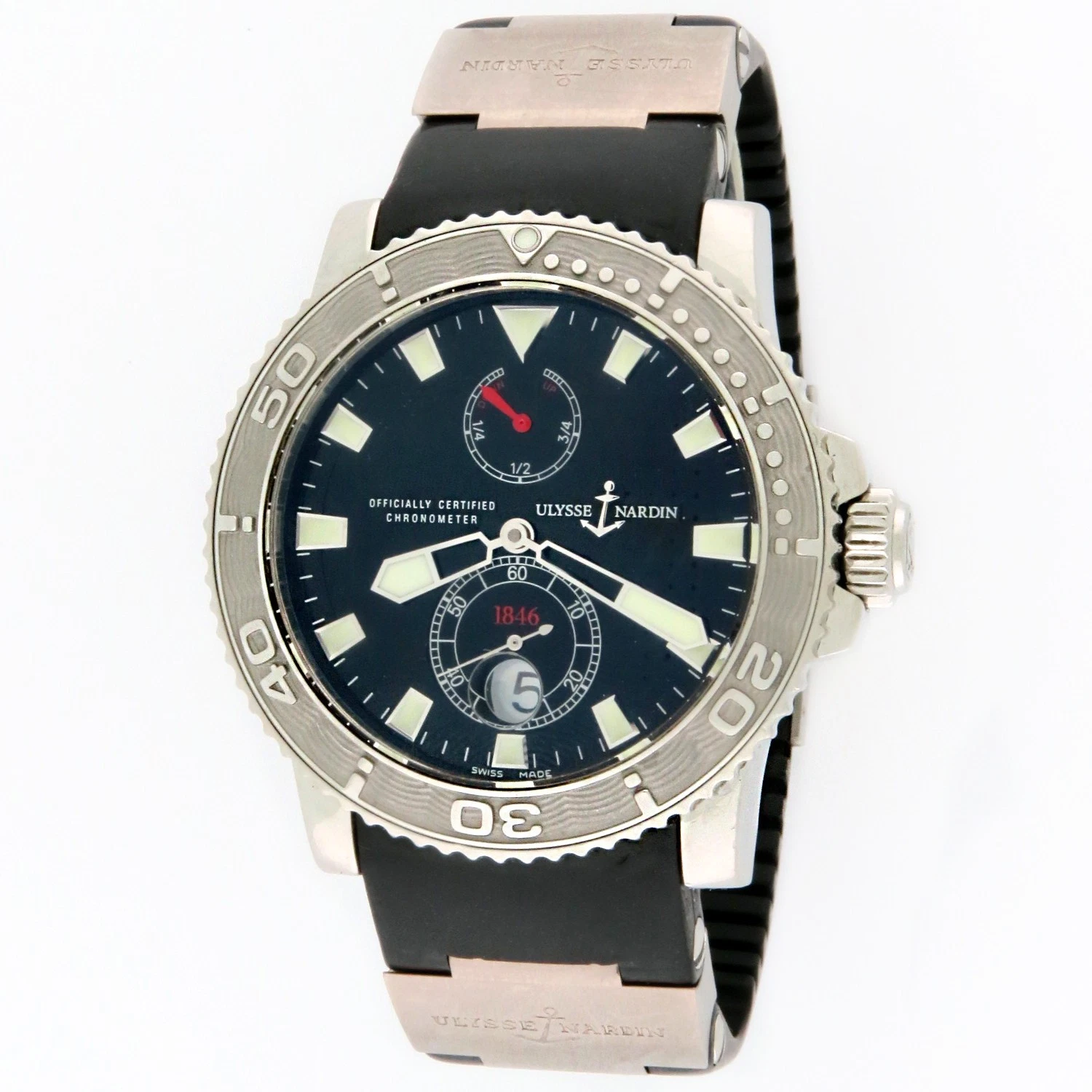 Ulysse Nardin — Ulysee Nardin Maxi Marine Chronometer Diver Black Dial SS/Ti Watch 263-33 43mm