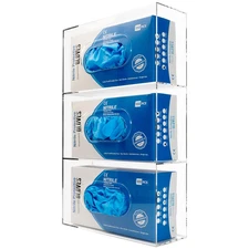 Acrylic Triple-Compartment Glove Box Holder – Wall or Standing Storage Organizer