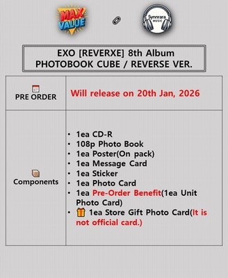 EXO [REVERXE] 8th Album PHOTO BOOK Ver/CD+Book+Poster+Sticker+2
