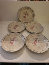 Lot Of 5 Vintage Marmalade Pattern China 7 3/4" Salad Plates 