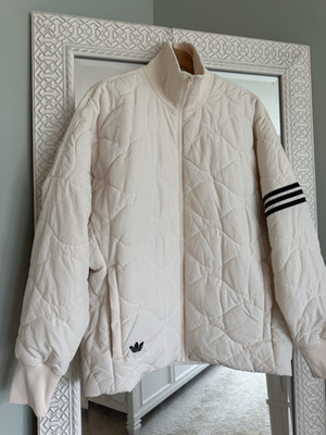 adidas Originals Quilted Jacket White/Black Men's Large Full Zip LARGE