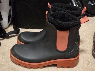 Cougar Women Ignite Rubber Waterproof Boot Ankle Lined Black Orange sz 9