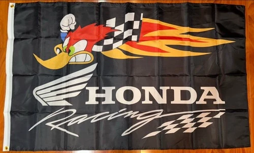 Honda woodpecker RACING Flag 3'X5' MOTORCYCLE MOTOCROSS Banner Black