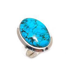 Turquoise Gemstone Ring, 925 Sterling Silver Handmade Promise Ring All Size R349
