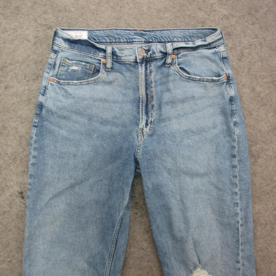 GAP Jeans Womens 12 Long Blue Light Wash 90s Loose High Rise Distressed Denim - Image 2 of 4