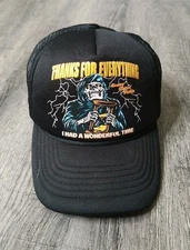 Coney Island Picnic Time Flys Hat Cap Snapback Black Trucker Lightning Graphic